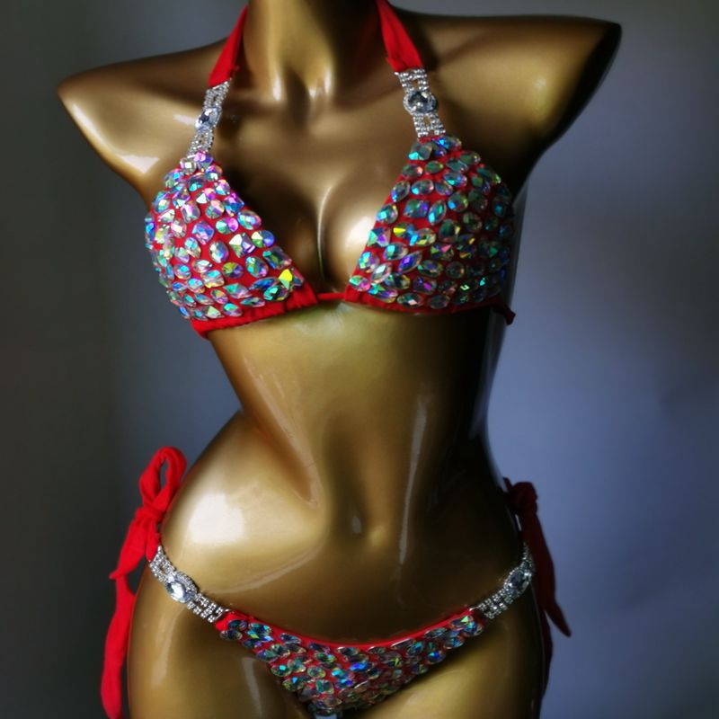 Muschibitch Strass Bikini Damen Glamour Triangel Bikini S–L