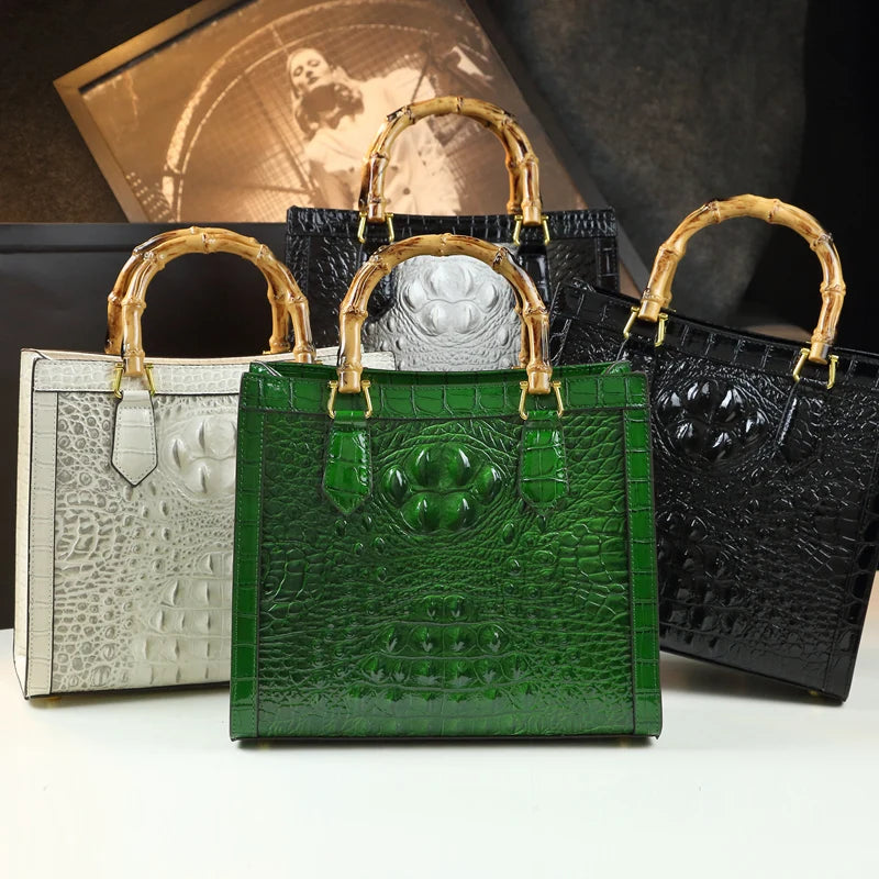 Punkgräfin Bamboo Croco Tote – Luxury Crocodile Pattern Designer Handbag