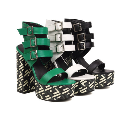 Punkgräfin Platform Sandalen – Punk High Heel Gladiator Heels Damen