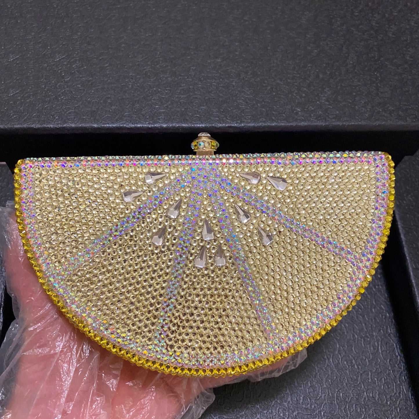 Muschibitch Crystal Lemon Clutch – Rhinestone Designer Abendtasche