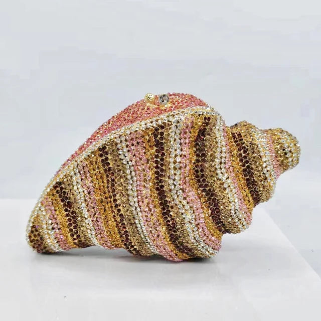 Muschibitch Crystal Shell Clutch – Luxury Rhinestone Conch Designer Evening Bag