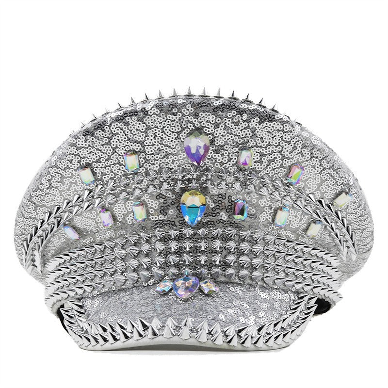 Muschibitch Spike Sequin Cap – Luxus Punk Festival Glitzer Hut