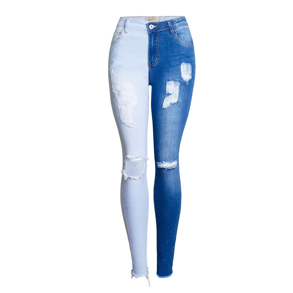 Muschibitch Split Denim Destroyed Jeans – Two Tone Ripped Skinny Jeans