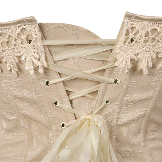 Gothicbro Steampunk Korsett Khaki mit Spitze & Schnürung