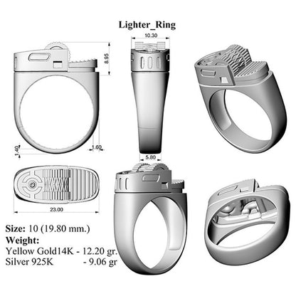 Feuerzeug Ring Herren Gold – Punk Lighter Ring 14K Style