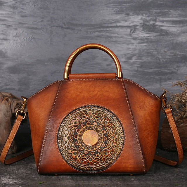 Muschibitch Mandala Leather Bag – Luxus Designer Echtleder Handtasche
