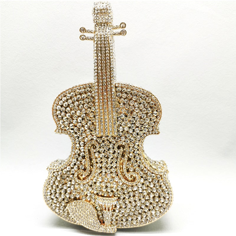 Muschibitch Crystal Violin Clutch – Luxus Designer Kristall Abendtasche