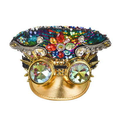 Muschibitch Rave Punk Captain Hat – Luxus Festival Goggles Cap