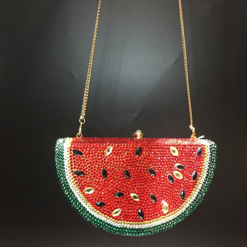 Muschibitch Crystal Watermelon Clutch – Rhinestone Designer Abendtasche