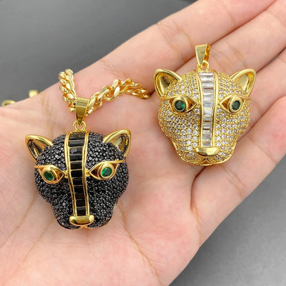 Muschibitch Leopard Head Pendant Necklace – Hip Hop Luxus Gold Kette