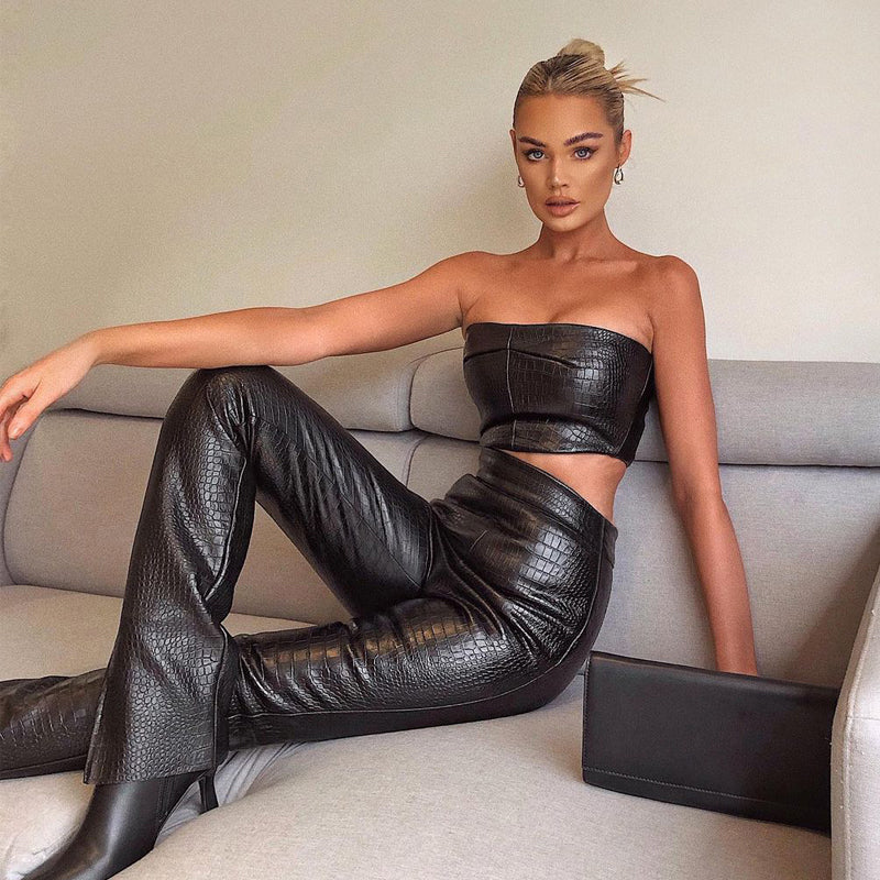 Muschibitch Croco Leather Set – Sexy Tube Top & Leggings Outfit