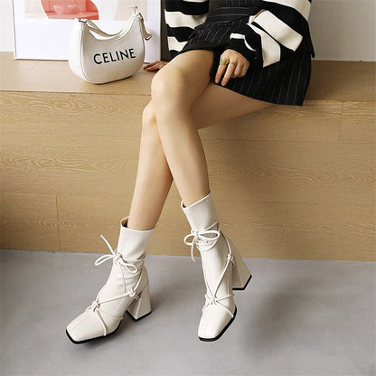 Punkgräfin Gladiator Boots Damen – Punk Designer Ankle Boots mit Blockabsatz