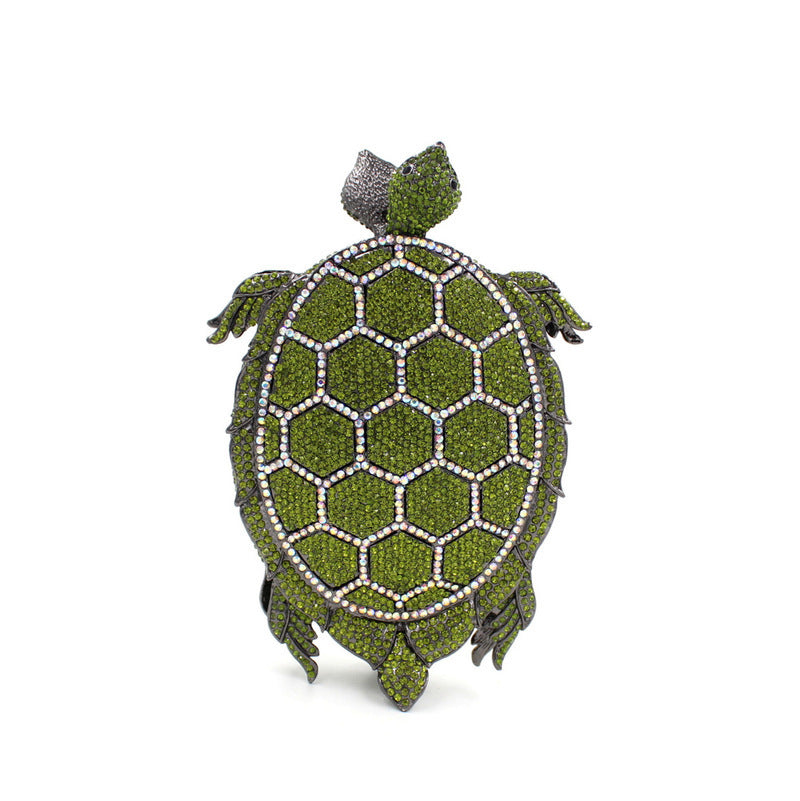 Muschibitch Emerald Turtle Crystal Clutch – Luxus Designer Schildkröten Tasche
