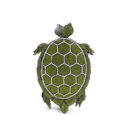 Muschibitch Emerald Turtle Crystal Clutch – Luxus Designer Schildkröten Tasche