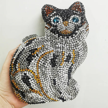 Muschibitch Crystal Cat Clutch – Luxury Rhinestone Kitty Party Bag