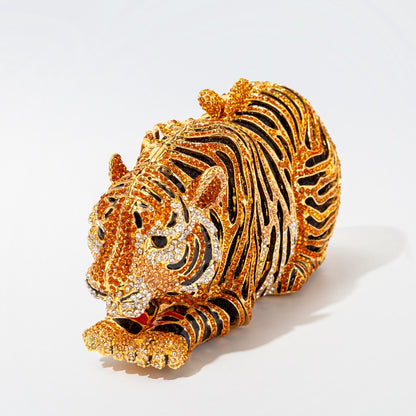 Muschibitch Crystal Tiger Clutch – Luxury Rhinestone Designer Evening Bag
