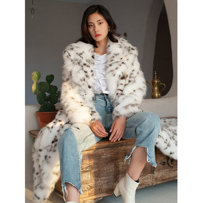 Muschibitch Snow Leopard Faux Fur Coat – Luxury Winter Mantel