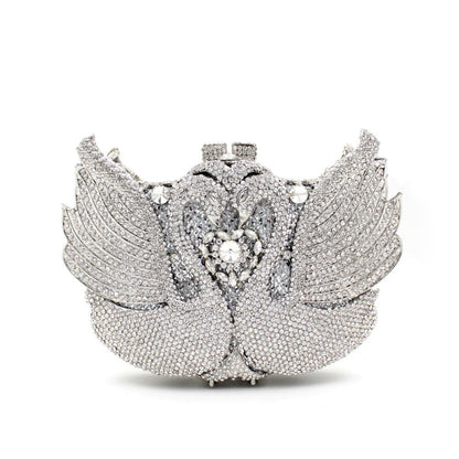 Muschibitch Swan Crystal Clutch – Luxury Rhinestone Designer Evening Bag