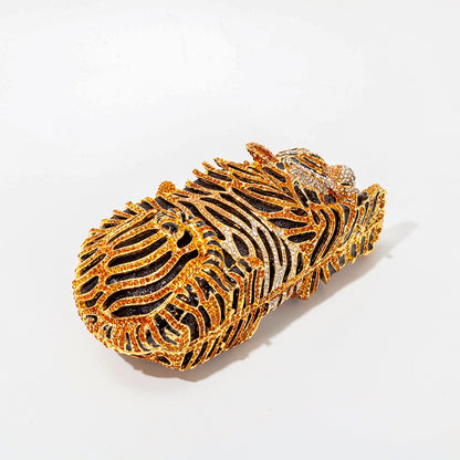 Muschibitch Crystal Tiger Clutch – Luxury Rhinestone Designer Evening Bag