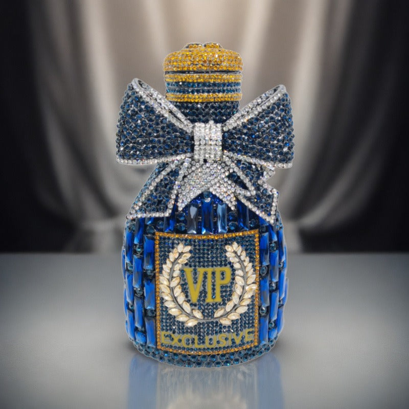Muschibitch VIP Crystal Bottle Clutch – Luxury Rhinestone Designer Evening Bag