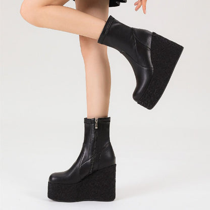 Punkgräfin Platform Wedge Boots – Punk Designer Plateau Stiefel