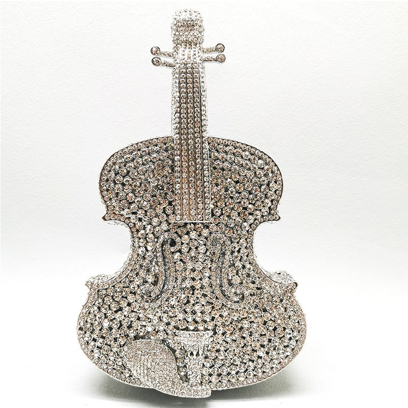 Muschibitch Crystal Violin Clutch – Luxus Designer Kristall Abendtasche