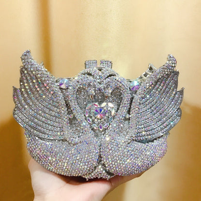 Muschibitch Swan Crystal Clutch – Luxury Rhinestone Designer Evening Bag