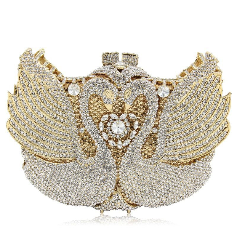 Muschibitch Swan Crystal Clutch – Luxury Rhinestone Designer Evening Bag