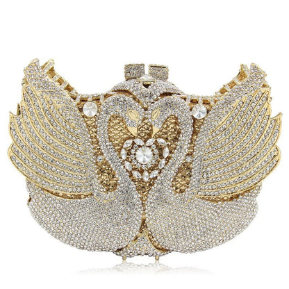 Muschibitch Swan Crystal Clutch – Luxury Rhinestone Designer Evening Bag