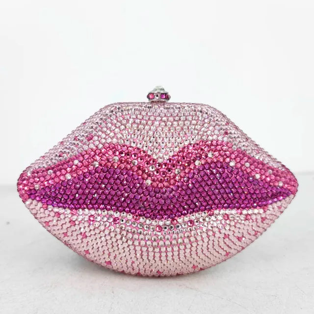 Muschibitch Crystal Lips Clutch – Rhinestone Designer Abendtasche