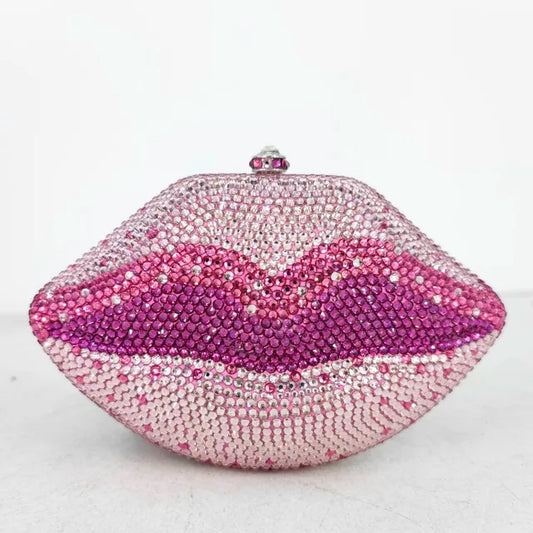 Muschibitch Crystal Lips Clutch – Rhinestone Designer Abendtasche