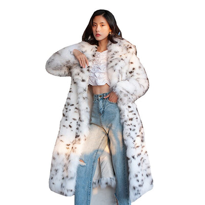 Muschibitch Snow Leopard Faux Fur Coat – Luxury Winter Mantel