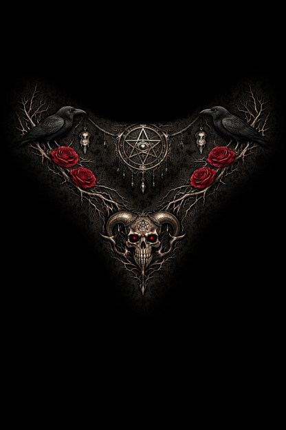 Gothicbro Schwarzer Gothic Bikini Skull Rosen Tie Front - Goth Swimwear Dark Romance Badeanzug