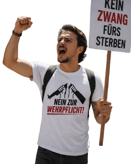Nein zur Wehrpflicht T-Shirt Antimilitarismus Protest Demo Anti-Kriegs-Shirt gegen Wehrdienst Verpflichtung für Frieden und Demonstration