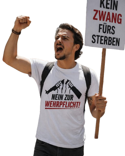 Nein zur Wehrpflicht T-Shirt Antimilitarismus Protest Demo Anti-Kriegs-Shirt gegen Wehrdienst Verpflichtung für Frieden und Demonstration