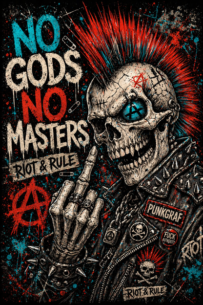 Punk Auto Fußmatten 2er Set Frontmatten, ANARCHY NEVER DIES - NO GODS NO MASTERS Automatten