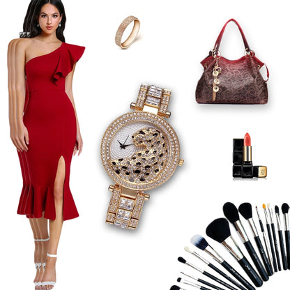Muschibitch Leopard Bling Watch – Luxus Gold Diamond Uhr