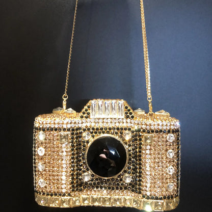 Muschibitch Crystal Camera Clutch – Luxury Rhinestone Designer Evening Bag