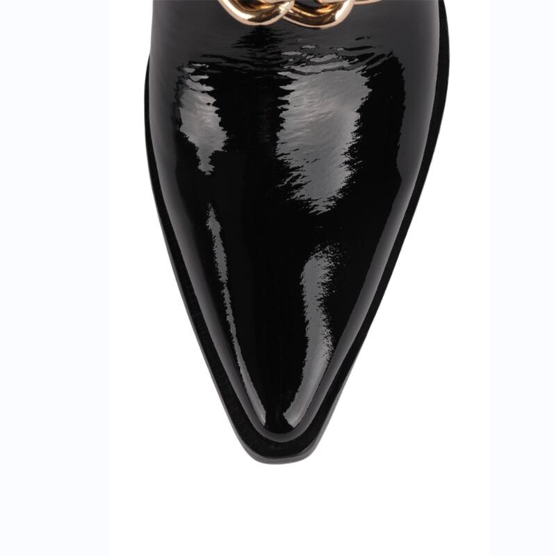 Punkgräfin Knight Boots – Punk Western Cowboy Stiefel Schwarz mit Nieten & Kette