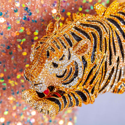 Muschibitch Crystal Tiger Clutch – Luxury Rhinestone Designer Evening Bag