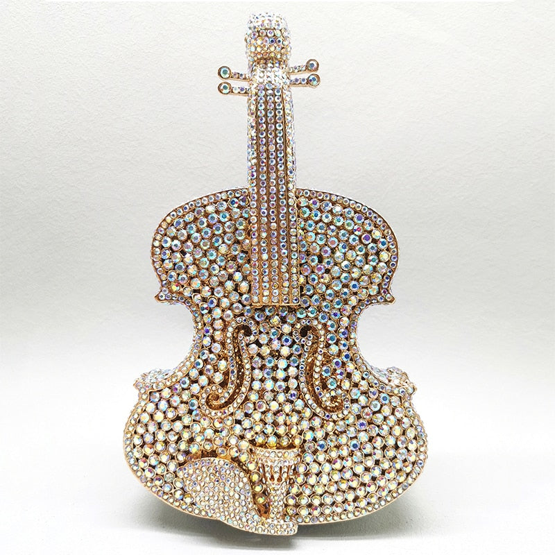 Muschibitch Crystal Violin Clutch – Luxus Designer Kristall Abendtasche