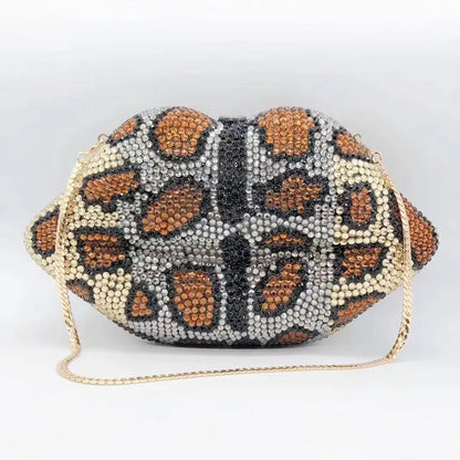 Punkgräfin Kristall Lippen Clutch Tasche - Luxus Designer Abendtasche