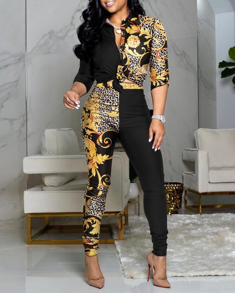 Muschibitch Luxury Chain Print Two-Piece Set – Statement Fashion Outfit