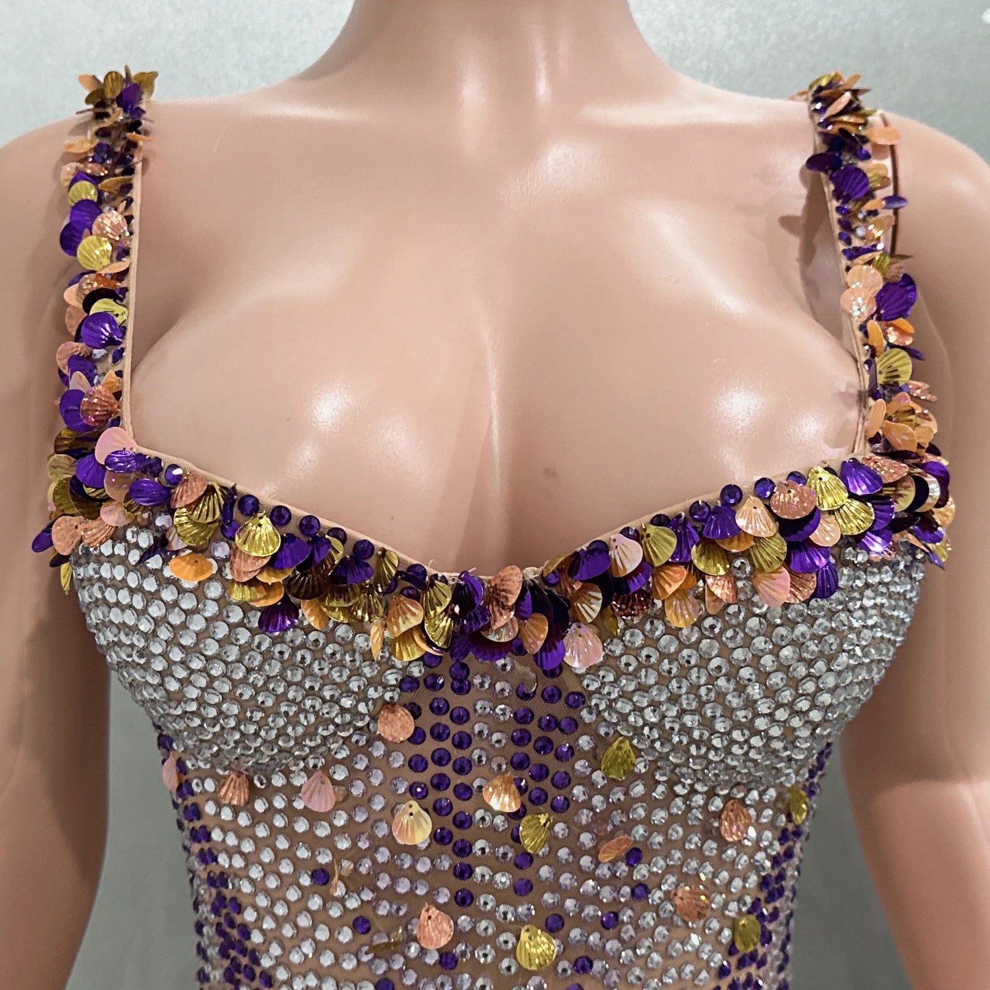 Muschibitch Crystal Rhinestone Bodysuit – Glamour Catwalk Club Dress