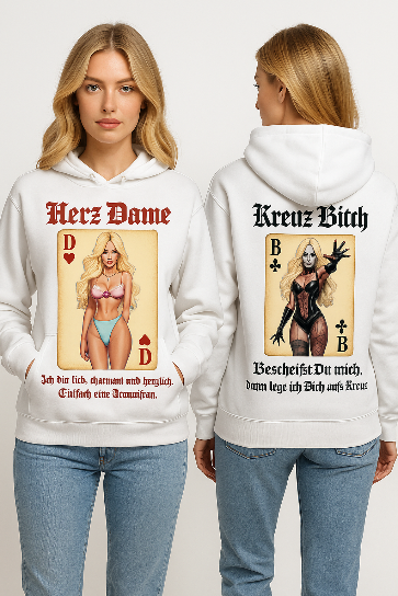 Herz-Dame Kreuz-Bitch Hoodie – Muschibitch Double-Statement Hoodie