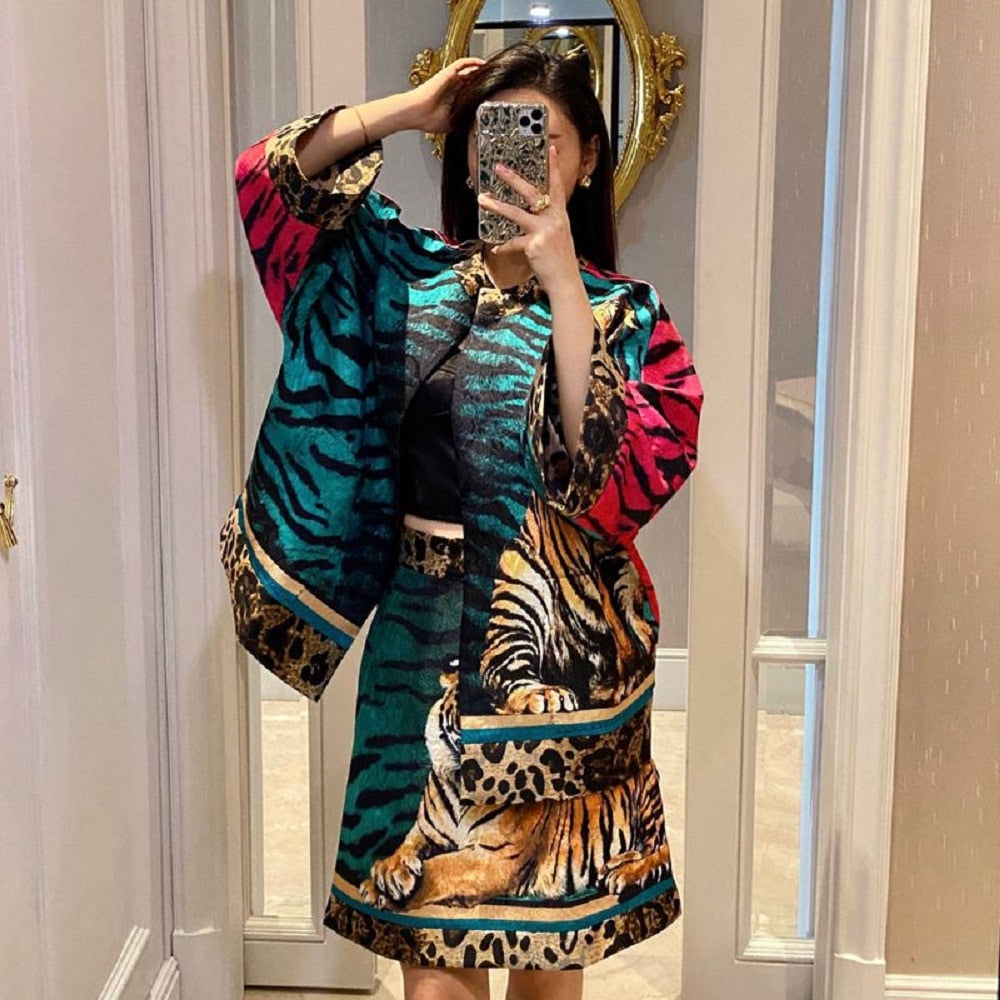 Muschibitch Tiger Leopard Set – Animal Print Jacket & Skirt Outfit