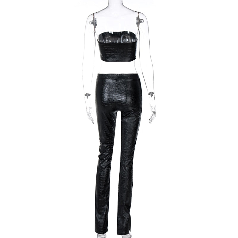 Muschibitch Croco Leather Set – Sexy Tube Top & Leggings Outfit