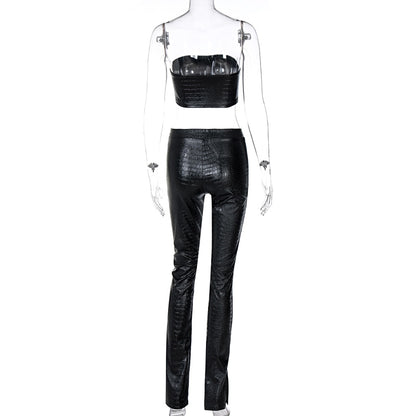 Muschibitch Croco Leather Set – Sexy Tube Top & Leggings Outfit