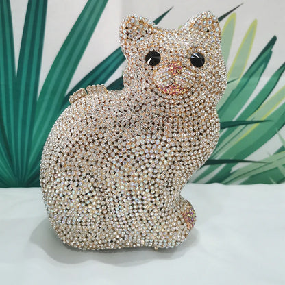 Muschibitch Crystal Cat Clutch – Luxury Rhinestone Kitty Party Bag