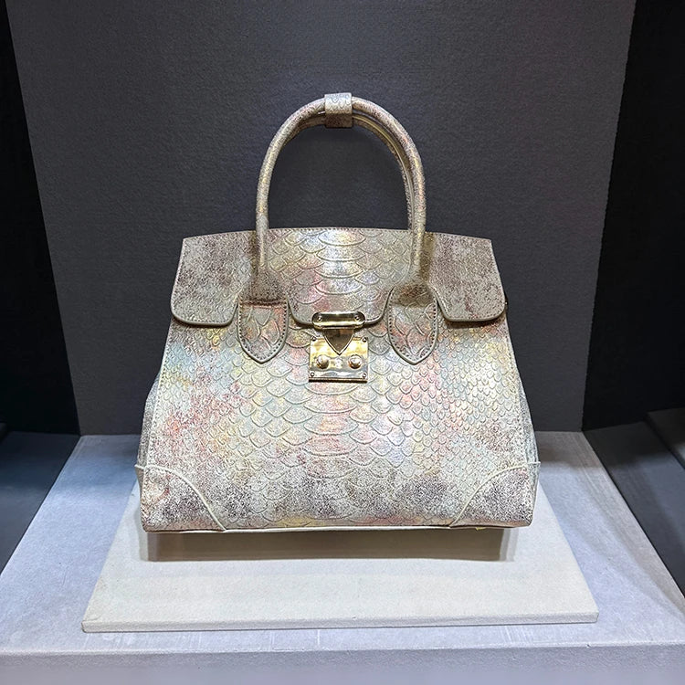 Punkgräfin Luxury Snake Print Designer Handbag – Turquoise Python Leather